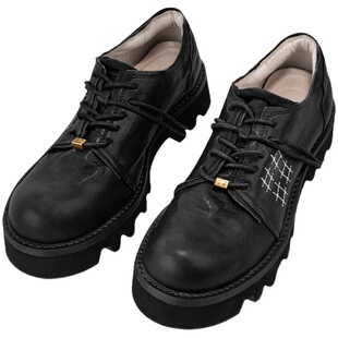 【蒲熠星同款】编界Rewrite尊 厚底黑德比鞋休闲矮帮增高圆头男鞋