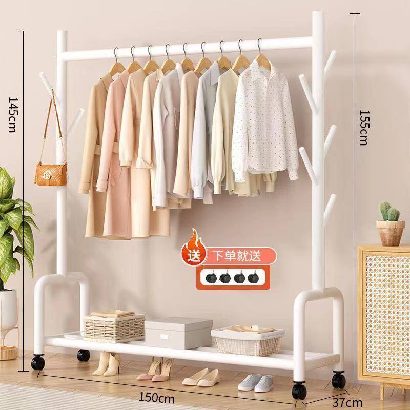 落地挂衣架加粗晾衣架单杆式阳台晒衣服架子家用卧室衣架落地立式