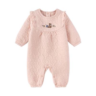 【清仓】babylove婴儿连体衣秋冬季薄夹棉哈衣纯棉女宝宝保暖衣服