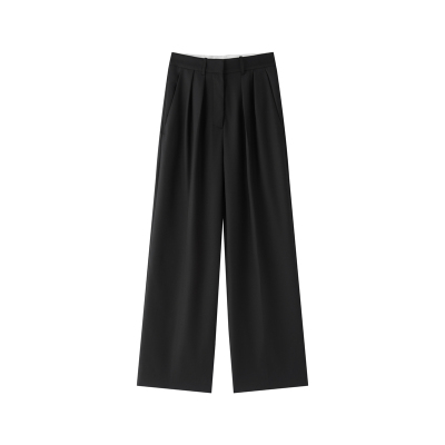 好打理可机洗羊毛双褶阔腿西装裤