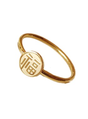 黄金小福戒复古中国风钛钢18k金