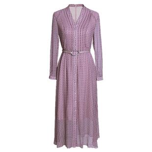 JAN AN NO 简爱诺女士桑蚕丝真丝优雅气质V领连衣裙春J2210076LQ