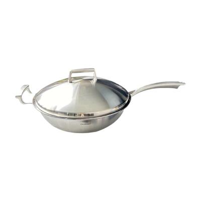 【卓德铭】5层钢夹铜32cm炒锅18/10不锈钢无涂层炒菜锅物理不粘锅