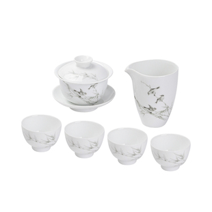 景德镇官方陶瓷报春白瓷盖碗套装家用品茗功夫泡茶碗茶具套装送礼