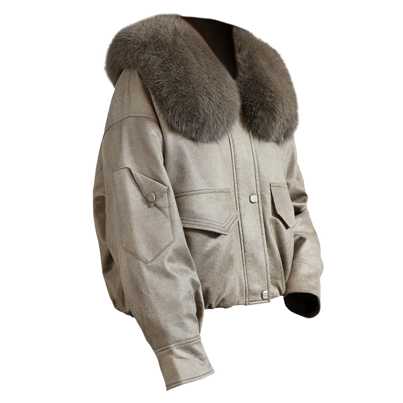 真狐狸毛毛领皮草大衣女拼接2025冬装新款小个子休闲百搭羽绒外套