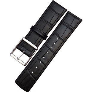 代用CK表带真皮 K3W211/K3W215/K3W216黑色22mm平口通用手表带男