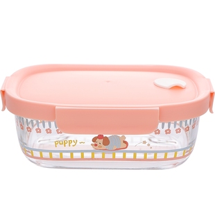 可爱玻璃便当盒上班微波炉加热带饭餐盒分格水果便盒保鲜盒密封盒