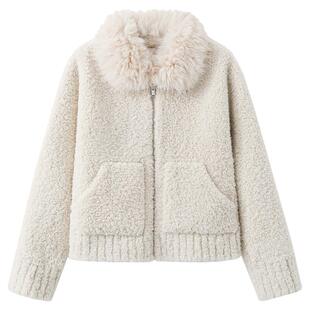 【清仓秒杀】冬季韩系巨好看气质羊羔毛独特小个子白色毛领外套女