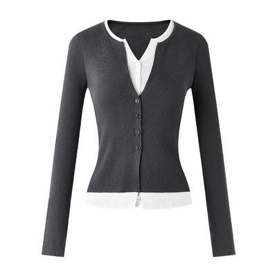 秋水伊人v领针织开衫女气质上衣