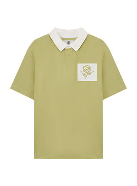肯迪文夏季玫瑰刺绣纯棉短袖POLO