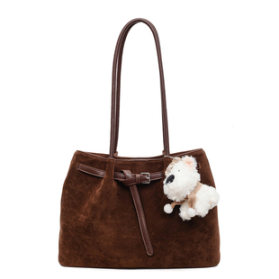 大容量腋下包包女2025新款复古麂皮绒托特包小众百搭高级感单肩包