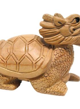 桃木龙龟摆件实木龙头龟装饰摆设