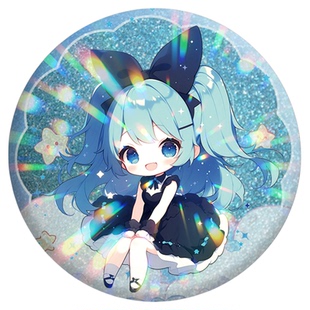 沉墨吧唧定制镭射双闪款来图金葱底二次元动漫周边自制自印徽章做