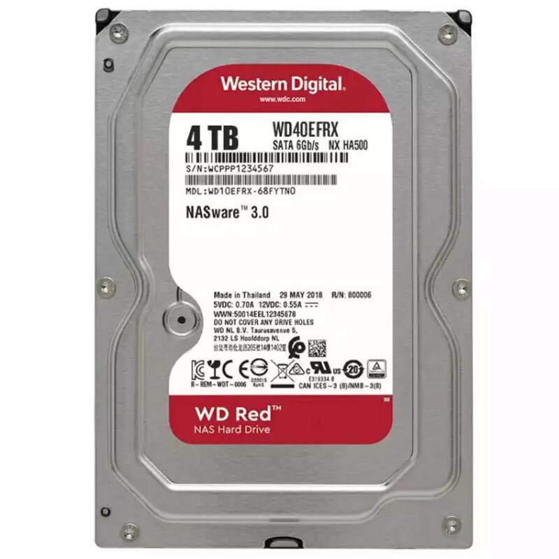 WD/西部数据 WD40EFRX红盘4t西数群晖NAS机械硬盘台式电脑垂直pmr