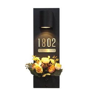 2025新款门牌号奶油风INS港式温馨户外门牌插花房间宿舍号码牌入户门装饰家用民宿智能感应充电灯牌高级感光