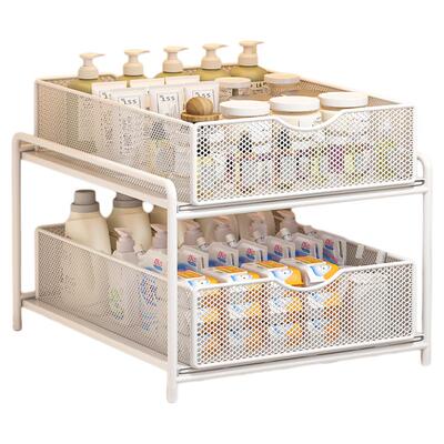 下水槽置物架抽拉式浴室柜下收纳盒多层卫生间洗手台下拉篮分层架