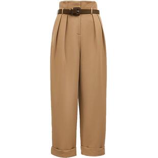 Vero Moda奥莱休闲裤女秋冬新款裤脚翻边压褶中腰萝卜裤裤子流行