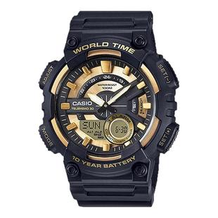 casio卡西欧手表男正品黑金运动防水学生石英电子表AEQ-110BW-9