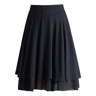 雪纺a字短裙中长款2025夏季新款广场舞伞裙透气小个子短款半身裙