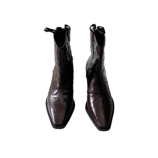 莲花府邸25冬季时尚复古短靴方头时装靴英伦百搭羊皮短筒西部靴女