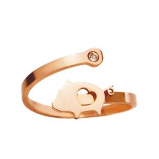 带财运小猪戒指女18K玫瑰金开口玄学生肖 猪猪钛钢高级感不掉色