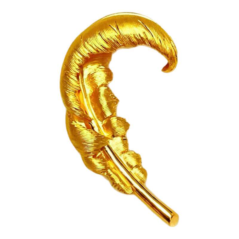 justgold镇金店羽毛足金黄金胸针吊坠1601971Y