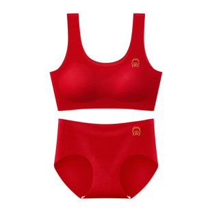 女大童本命年红色内衣裤套装12岁儿童发育期青少年少女文胸小背心