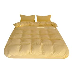 奶油芝士黄｜温暖氛围感A类全棉双层皱纱四件套简约纯色1.8床笠款