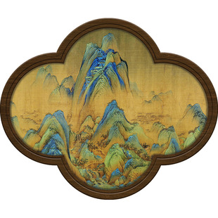 千里江山图中古风玄关装饰画法式中国风山水画LED带灯发光壁挂画