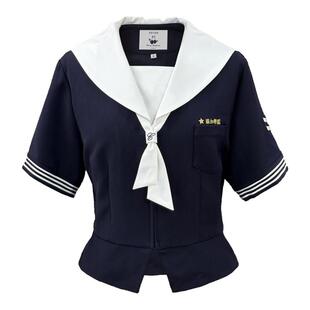 阿车家的大码jk原创学院风海军领水手服显瘦百搭蛋糕裙短裙套装夏