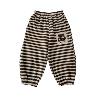 男女童春秋装条纹卫裤洋气休闲裤