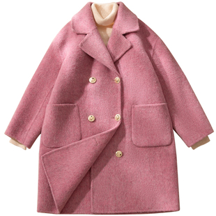 爵起女童双面羊绒大衣秋冬新款韩版中长儿童毛呢外套羊毛洋气童装