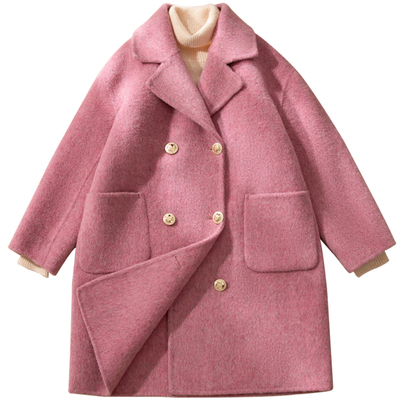 爵起女童双面羊绒大衣秋冬新款韩版中长儿童毛呢外套羊毛洋气童装