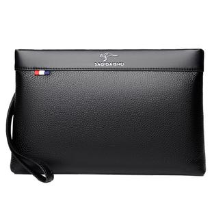 萨奇袋鼠真皮信封包2025新款长款钱包商务手提手拿夹包男式手抓包