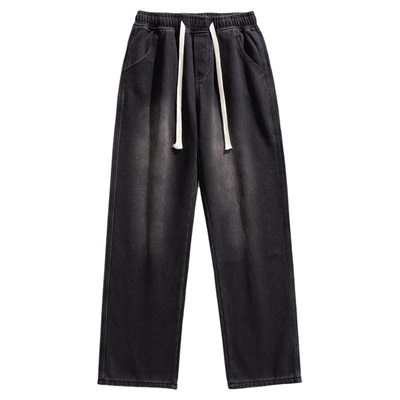 回力黑色加绒牛仔裤男士冬季