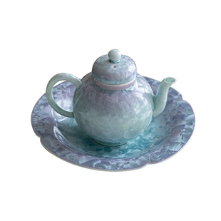 谦航结晶釉窑变冰花蓝紫色陶瓷家用茶壶功夫茶具球孔过滤手执壶