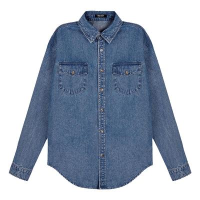 蓝色牛仔衬衫女休闲外套