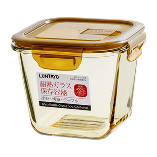 日本luntayo玻璃保鲜盒食品级冰箱收纳微波炉加热汤杯便当碗饭盒