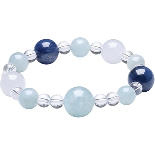 周六福海蓝宝石手串女款冰川之海水晶半宝手串旗舰店送新年礼物