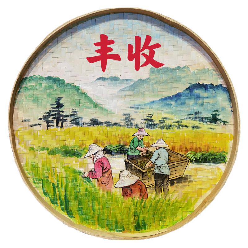乡村振兴簸箕画竹编装饰挂画餐馆