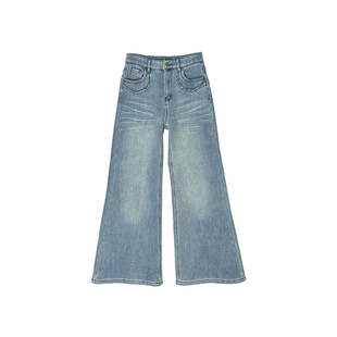 显瘦裤王！~高腰弹力筒喇叭牛仔裤女秋冬新款加厚密密绒显瘦长裤