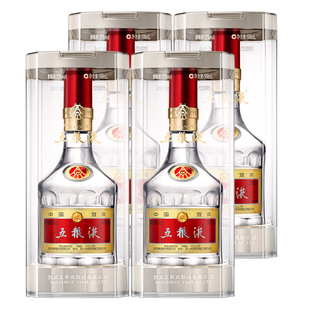 【官方授权】五粮液52度第八代浓香型白酒500ml*4瓶收藏送礼袋*2
