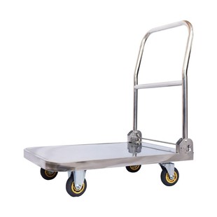 不锈钢手推车平板车搬运车推货车轻音折叠小推车拉货车拖车小拉车