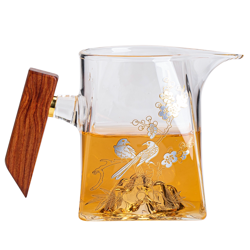 玻璃喜上眉梢公道杯茶道配件