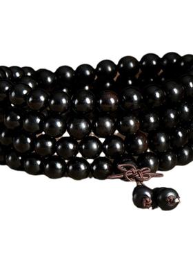 天然黑檀木108颗佛珠手串女文玩念珠多圈新中式礼物木质手链男款