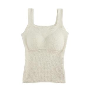 无痕带胸垫保暖内衣女背心免穿文胸一体式加绒加厚冬季内搭打底衫