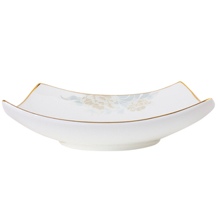 家用菜盘创意四方形盘子骨瓷深盘欧式金边饭盘大号小号碟网红汤盘