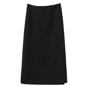 胖mm秋冬简约直筒半身裙木子理想大码女装后开叉藏肉显瘦品质半裙