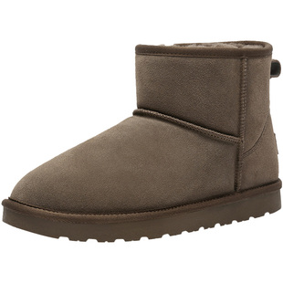 真皮雪地靴女短筒皮毛一体冬季棉鞋子男防水保暖厚加绒情侣面包鞋