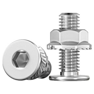 304不锈钢CM大平头超薄头C头扁平头内六角螺丝钉法兰边螺母套装M5